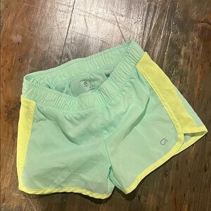Girls Light Green and Yellow Athletic Shorts